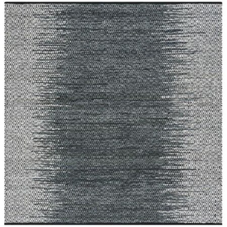 Flowers First 6 x 6 ft. Square Vintage Leather Hand Woven Area Rug, Light Grey & Charcoal FL1862603
